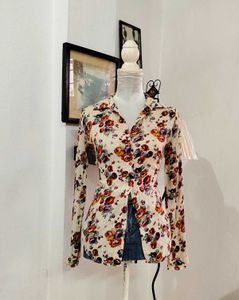 Floral Print Button-Down Top