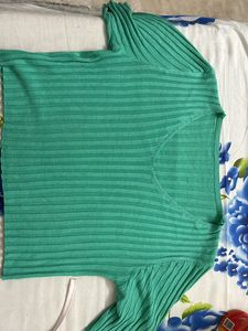 Green Ribbed Crop Top
