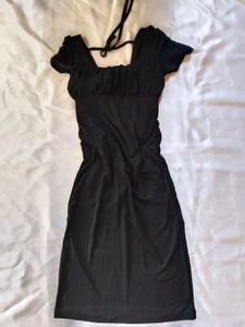 Sheer Sleeve Black Mini Dress
