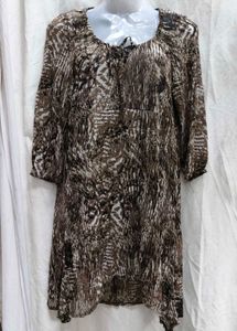 262011. Patterned Brown Tunic Top