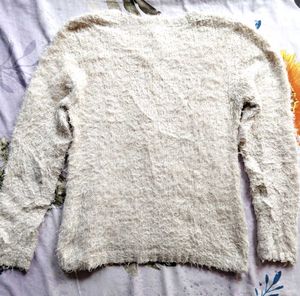 White Fuzzy Women's Sweater