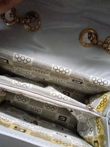 Chic Grey Crossbody Bag with Gold Chain