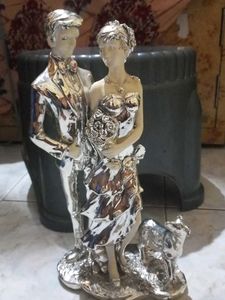Silver Wedding Couple Figurine
