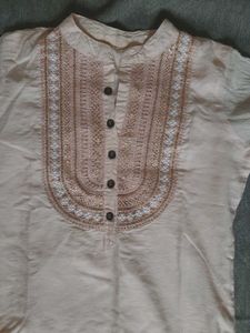 Peach Embellished Kurta