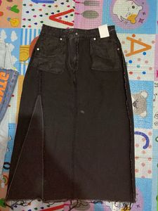 Denim Skirt with Slit