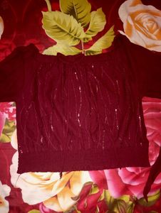 Burgundy Bardot Top