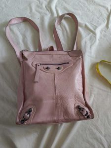 Pink Leather Backpack