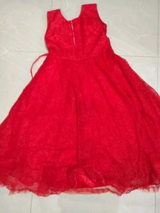 Beautiful Sparkling Red Net Gown for Functions