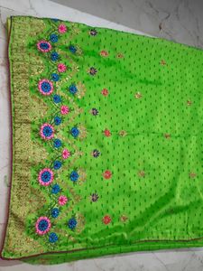 Green Embroidered saree