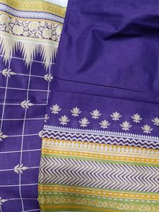 Unstitched Cotton Suit With Dupatta