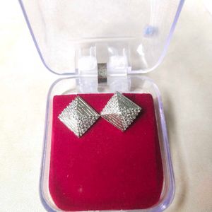 Pure Silver AD Pyramid Stud Earrings