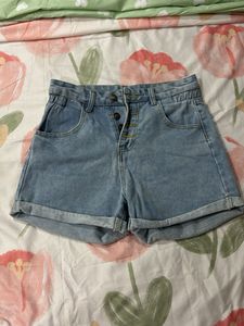 Button-Up Denim Shorts