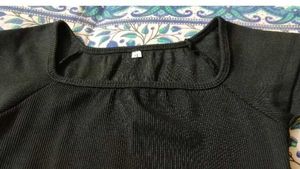 Black Ribbed Square Neck Top