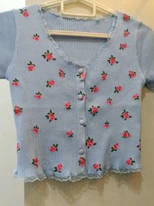 Cute Floral Print Crop Top