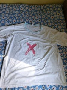 White Tee with Pink Graphic