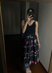 Inspired Children Painting MIKADO Silk MIDI Skirt