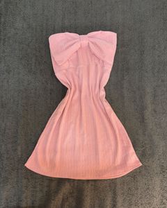 Korean Pink Bow strapless Mini Dress