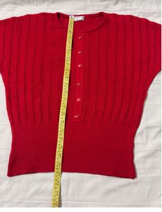 Red Buttoned-Down Knit Top