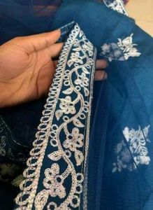BLUE EMBROIDERY KURTA SET WITH DUPATTA