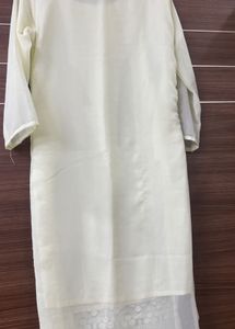 Radium Creamish Yellow  Chikankari Georgette Kurti