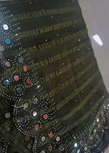 Elegant olive green saree