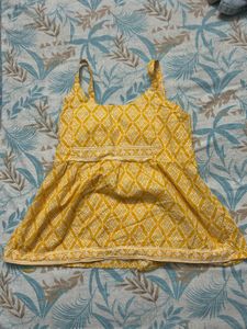Yellow Printed Sleeveless Top