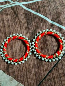 Red &amp; Pearl Bangles Size 2/6