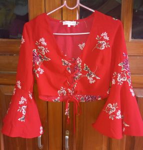 Shein Red Tie Crop Top..
