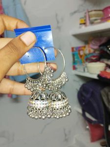 Rhinestone Jhumka Hoop Earrings