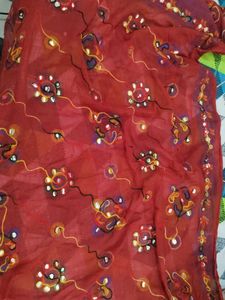 Red Embroidered Dupatta