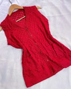 Pinterest Shinny Red Hot Crochet Vest ()