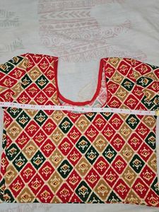 Red Patterned Strechable Blouse