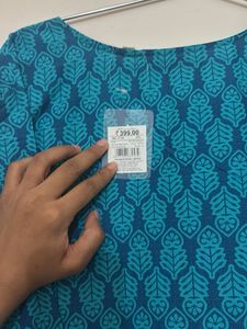 Blue Leaf Print Kurti