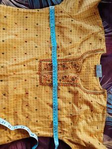 Embroidered Mustard Top