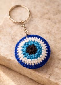 Handcrafted Evil Eye Crochet Keychain