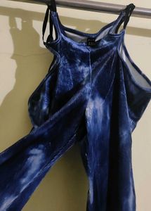 Shain Blue Tie-Dye Ribbed Flared Pants