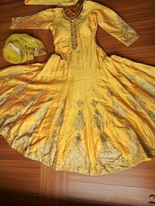 49) Price Drop Yellow Embroidered AnarkaliFullSuit