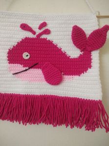 Handmade Pink Whale Wall Hanging