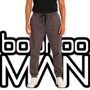 boohooMAN Charcoal Grey Cargo Jogger – Men’s
