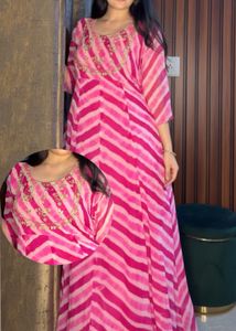 party wear Pink lehariya Ethnic Gown