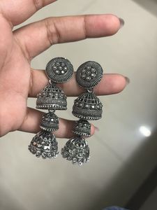 Silver Jhumka Earrings