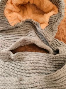 Gray Knit Hat and Scarf Set