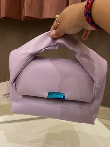 Lilac Puffy Top Handle Bag