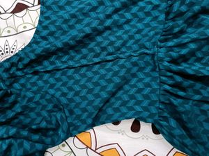 teal georgette maternity dress with zip, XL Size