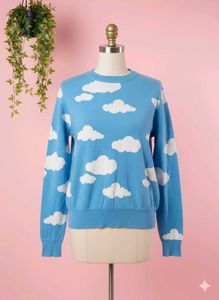 Cloud Print Knit Sweater