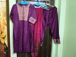 New Modern Purple Embroidered Kurta Set