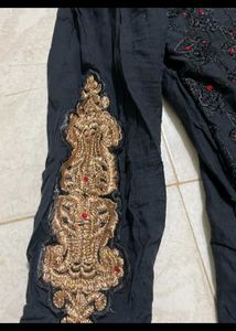 Heavy Work Kurta Black Colour