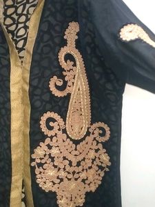 Elegant Black &amp; Gold Embroidered Dress