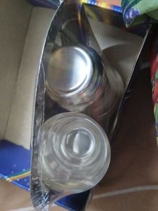 Beautiful Silver Colour Set Of 2glass With Tray