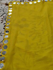 Yellow Mirror Work Dupatta